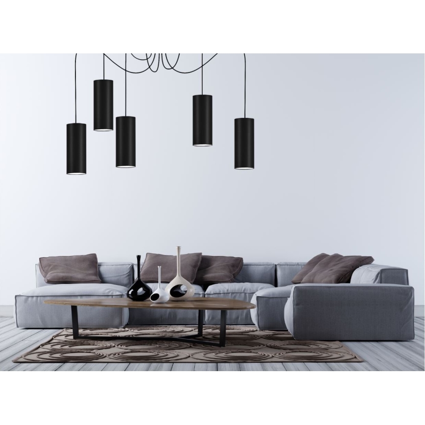 Luster na sajli ZIK 5xE27/40W/230V pauk crno