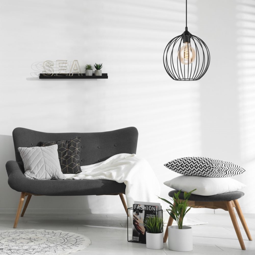 Luster na sajli ZOYA 1xE27/60W/230V crno