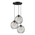 Luster na sajli ZOYA 3xE27/60W/230V crno