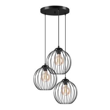 Luster na sajli ZOYA 3xE27/60W/230V crno