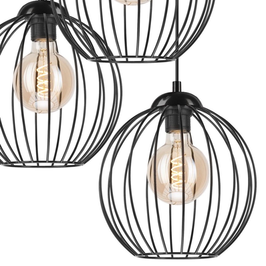 Luster na sajli ZOYA 3xE27/60W/230V crno