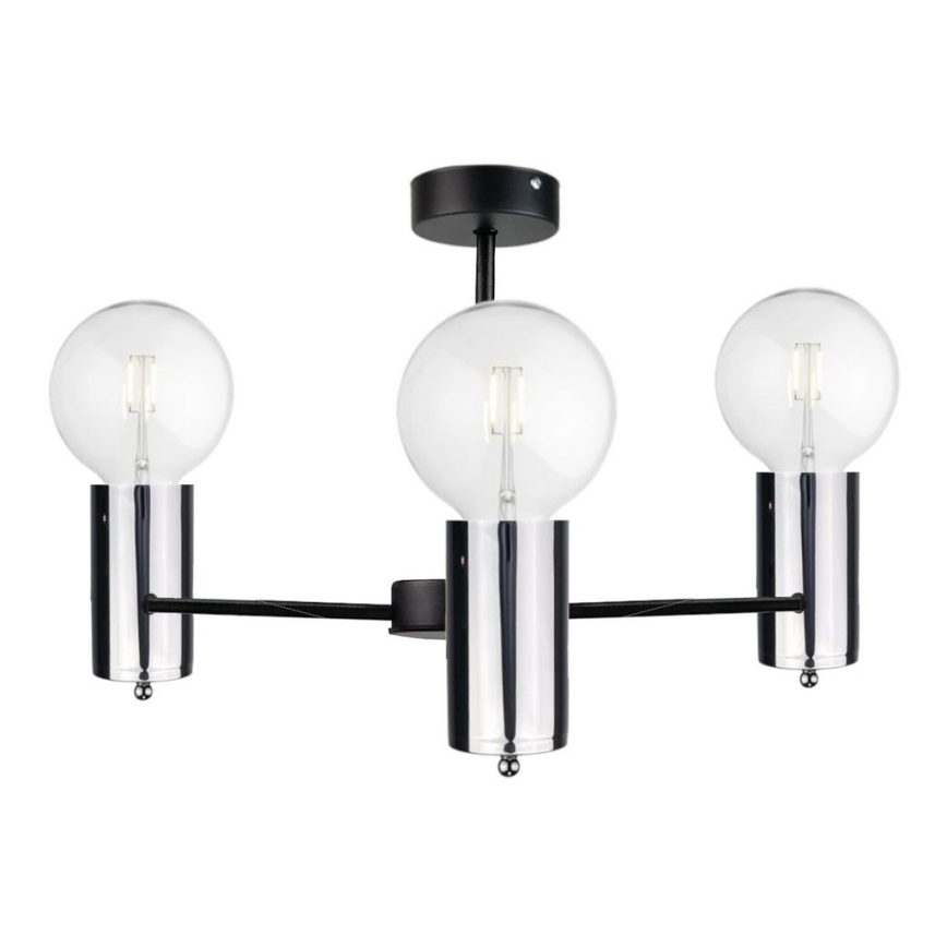 Luster na šipci ARD 3xE27/60W/230V crna/sjajni hrom