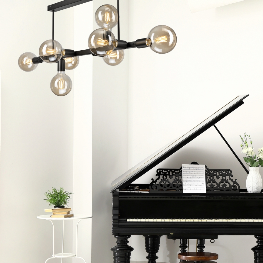 Luster na šipci ASTRID 8xE27/60W/230V crna