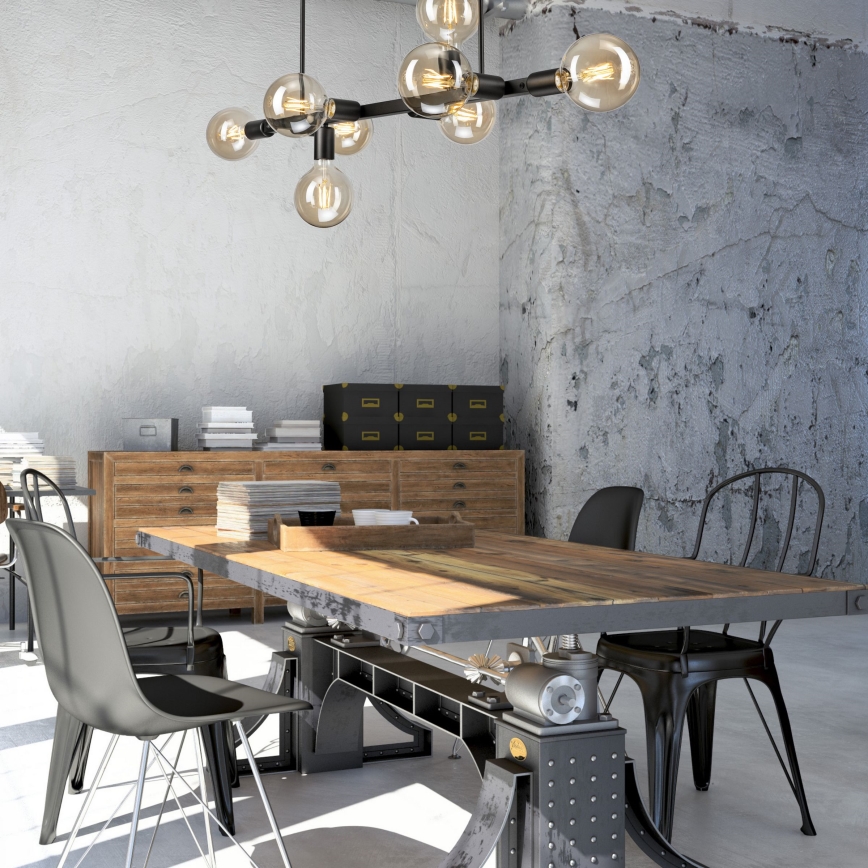 Luster na šipci ASTRID 8xE27/60W/230V crna