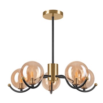 Luster na šipci GEORGIA 5xG9/5W/230V zlatni/zadimljeni bež