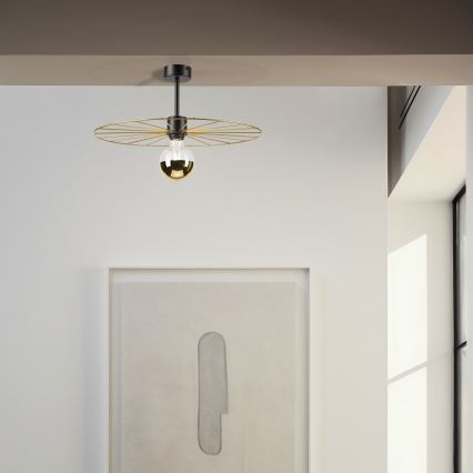 Luster na šipci MONTANA 1xE27/15W/230V, prečnika 45 cm, zlatna/crna