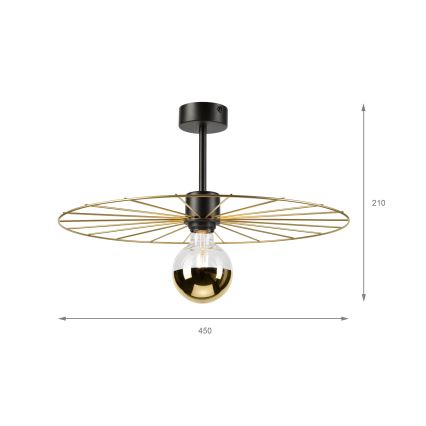 Luster na šipci MONTANA 1xE27/15W/230V, prečnika 45 cm, zlatna/crna