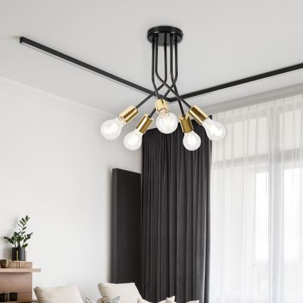 Luster na šipci PRIYA 5xE27/15W/230V crni