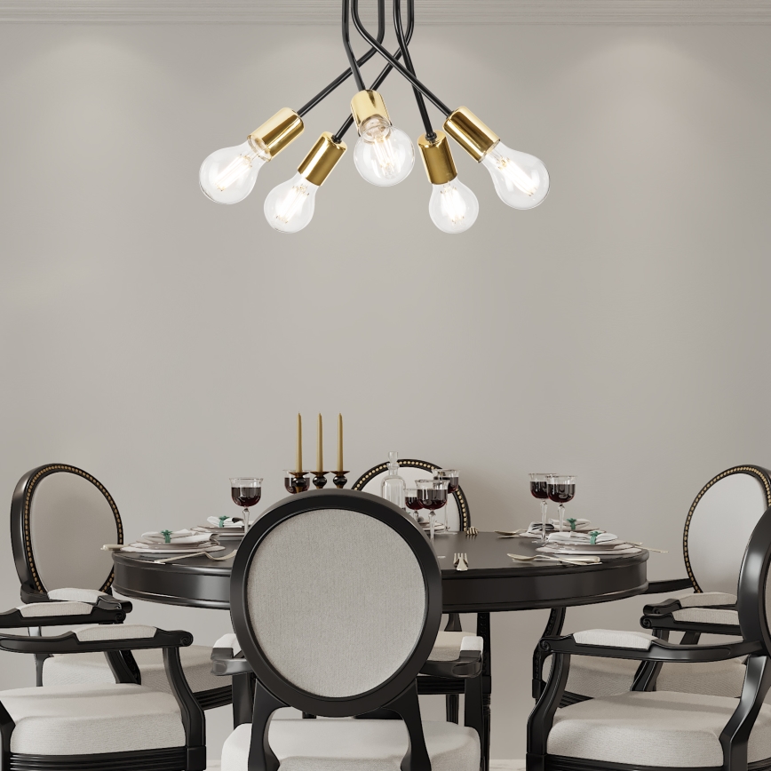 Luster na šipci PRIYA 5xE27/15W/230V crni