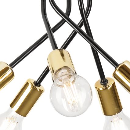 Luster na šipci PRIYA 5xE27/15W/230V crni