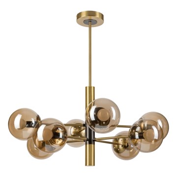 Luster na šipci ROLLO 8xE14/5W/230V zlatna/zadimljeno-bež