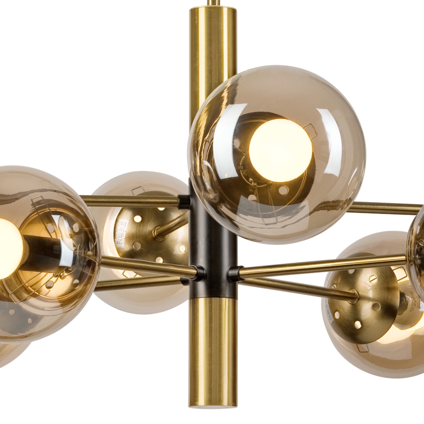 Luster na šipci ROLLO 8xE14/5W/230V zlatna/zadimljeno-bež