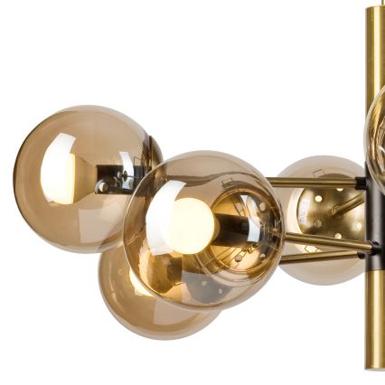 Luster na šipci ROLLO 8xE14/5W/230V zlatna/zadimljeno-bež