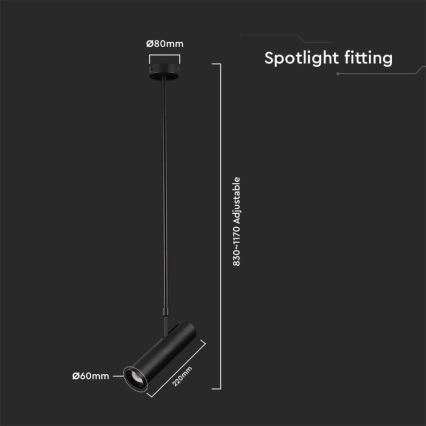 Luster na stalku, 1x GU10/35W/230V, crne boje