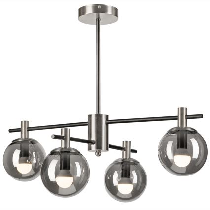 Luster na stalku LILOU 4xE14/5W/230V mat hrom/dimljeno staklo