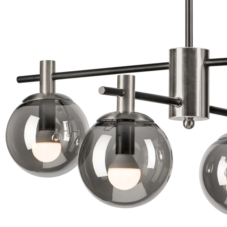 Luster na stalku LILOU 4xE14/5W/230V mat hrom/dimljeno staklo