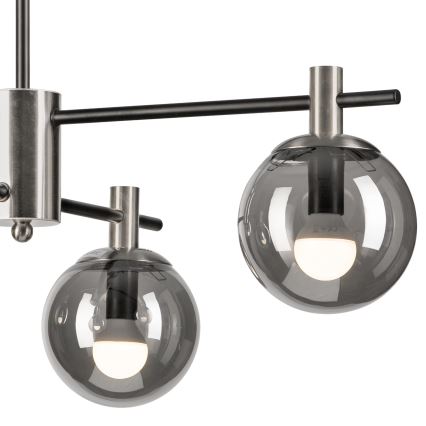 Luster na stalku LILOU 4xE14/5W/230V mat hrom/dimljeno staklo