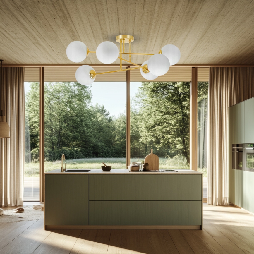 Luster na štapu 6xE27/35W/230V prečnik 80 cm zlatni