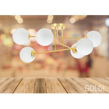 Luster na štapu 6xE27/35W/230V prečnik 80 cm zlatni