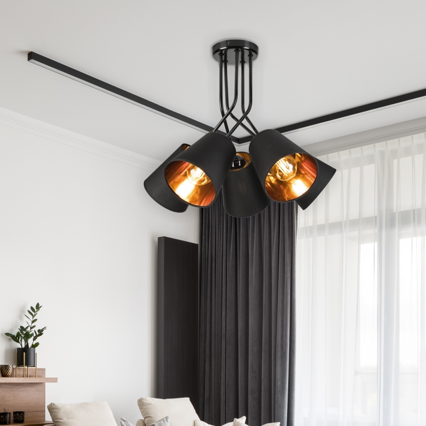 Luster na štapu IRMA 5xE27/60W/230V crna