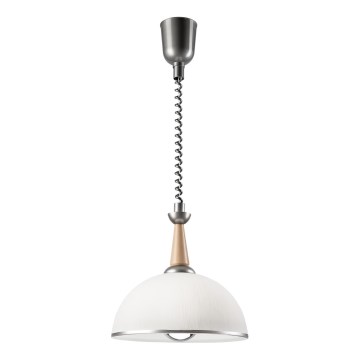 Luster podesive visine CHIARA 1xE27/60W/230V srebrno/bež/bukva
