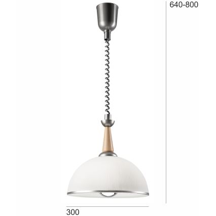 Luster podesive visine CHIARA 1xE27/60W/230V srebrno/bež/bukva
