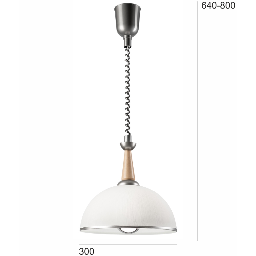Luster podesive visine CHIARA 1xE27/60W/230V srebrno/bež/bukva