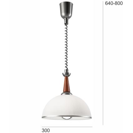 Luster podesive visine CHIARA 1xE27/60W/230V srebrno/braon/bukva