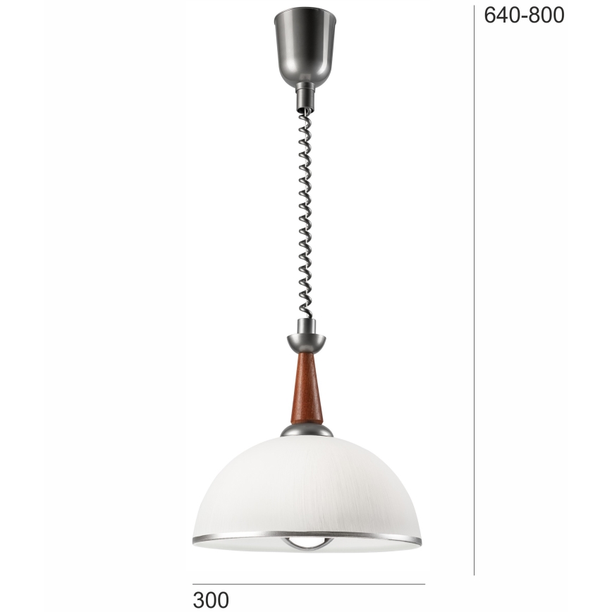Luster podesive visine CHIARA 1xE27/60W/230V srebrno/braon/bukva