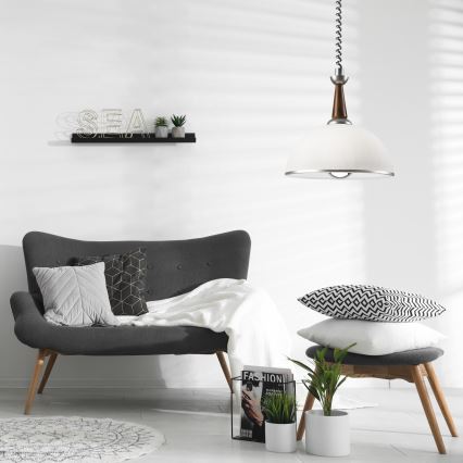 Luster podesive visine CHIARA 1xE27/60W/230V srebrno/tamno braon/bukva