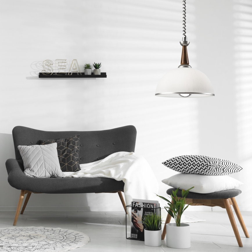 Luster podesive visine CHIARA 1xE27/60W/230V srebrno/tamno braon/bukva