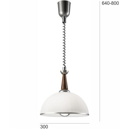 Luster podesive visine CHIARA 1xE27/60W/230V srebrno/tamno braon/bukva