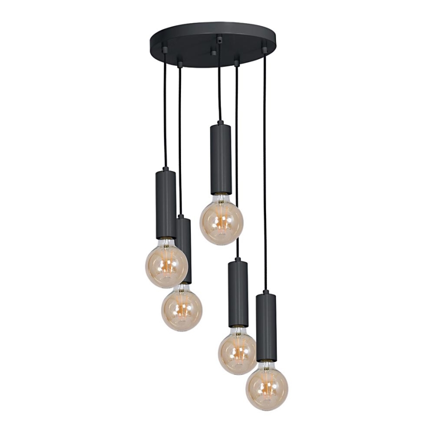 Luster TUBES 5xE27/60W/230V crno