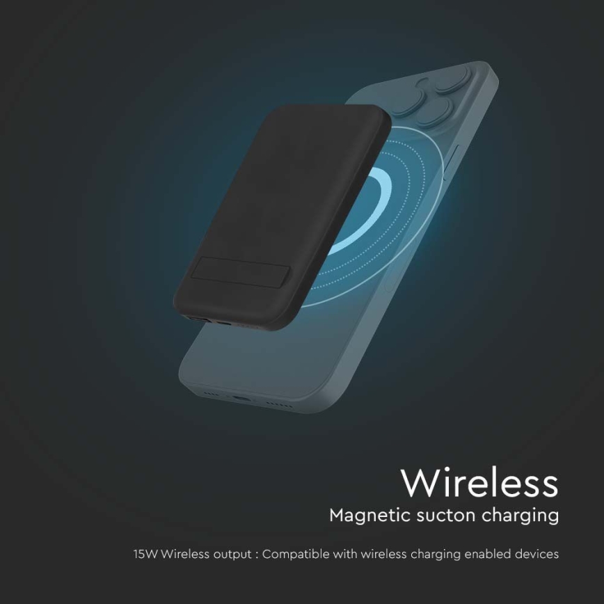 Magnetna power banka sa bežičnim punjenjem Power Delivery 10 000mAh/20W/3,7V crna