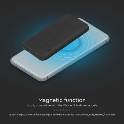 Magnetna power banka sa bežičnim punjenjem Power Delivery 10 000mAh/20W/3,7V crna
