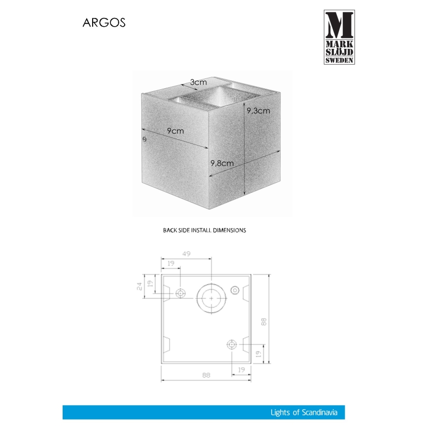 Markslöjd 106521 - LED spoljna lampa ARGOS LED/4W/230V IP44 sivo