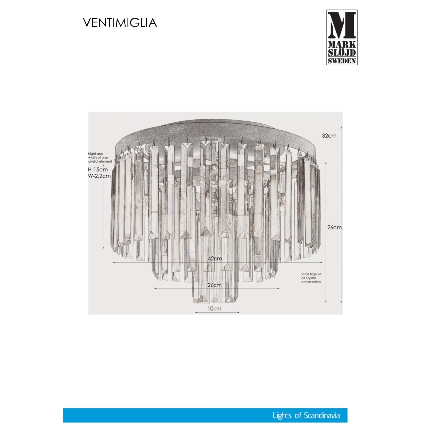 Markslöjd 106563 - Kristalna plafonjera VENTIMIGLIA 4xE14/40W/230V