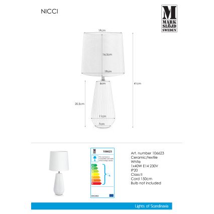 Markslöjd 106623 - Stona lampa NICCI 1xE14/40W/230V