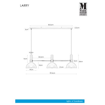 Markslöjd 106855 - Luster na sajli LARRY 3xE27/60W/230V