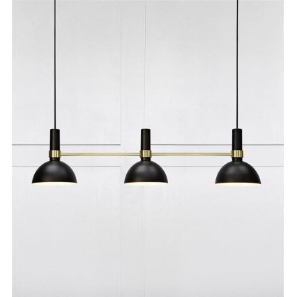 Markslöjd 106971 - Luster na sajli LARRY 3xE27/60W/230V crno/zlatna