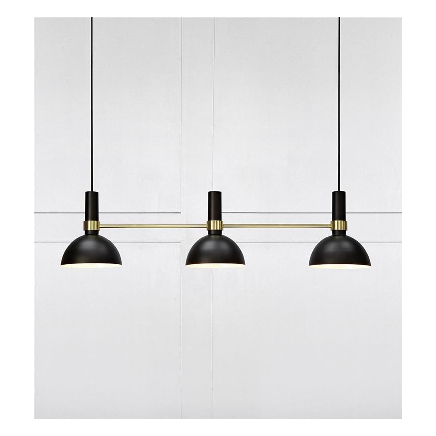 Markslöjd 106971 - Luster na sajli LARRY 3xE27/60W/230V crno/zlatna