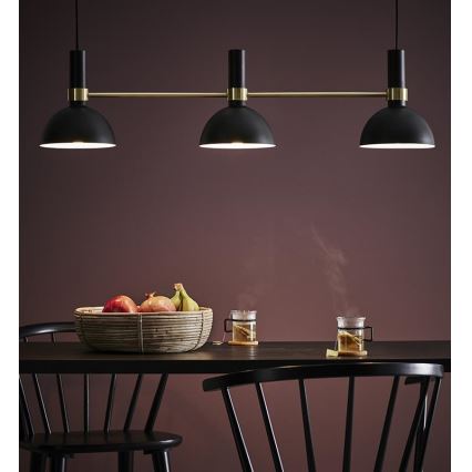 Markslöjd 106971 - Luster na sajli LARRY 3xE27/60W/230V crno/zlatna