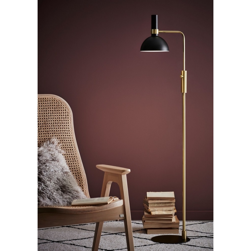 Markslöjd 106972 - Stojna lampa za prigušivanje LARRY 1xE27/60W/230V crno/zlatna