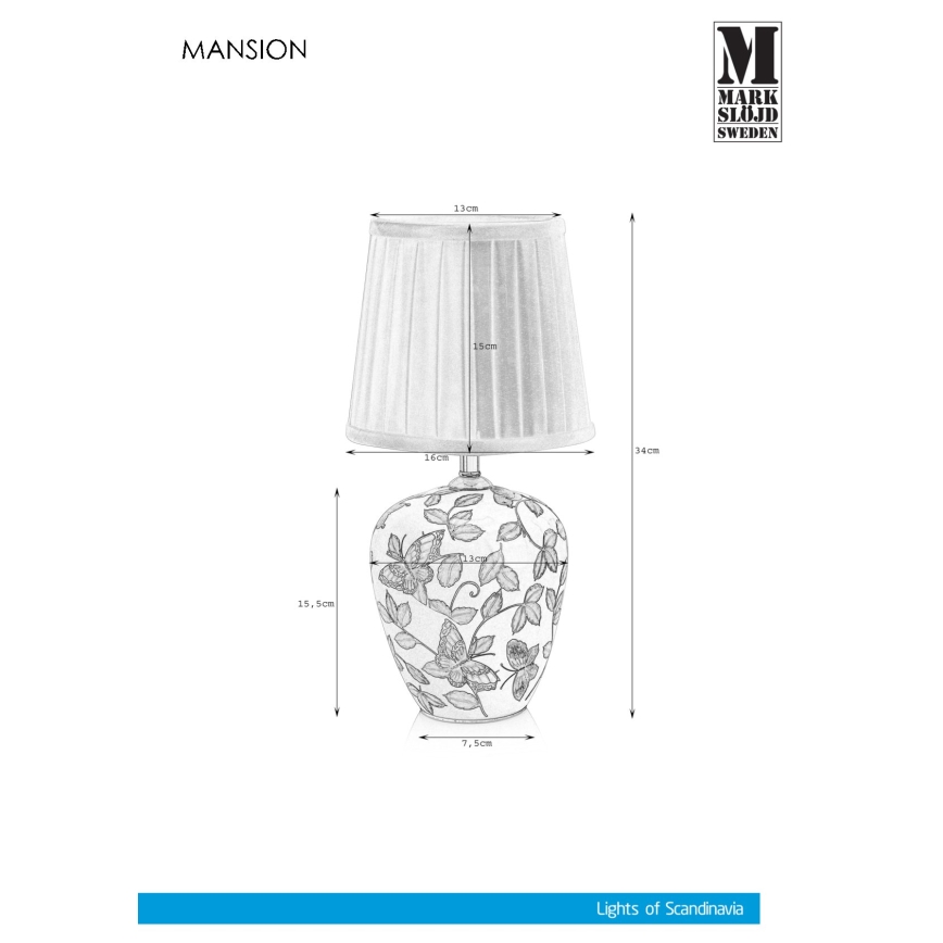 Markslöjd 107039 - Stona lampa MANSION 1xE14/40W/230V