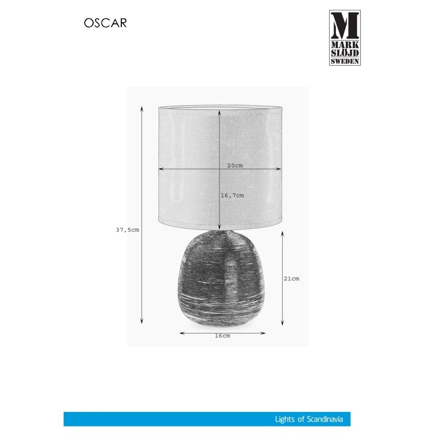 Markslöjd 107068 - Stona lampa OSCAR 1xE27/60W/230V