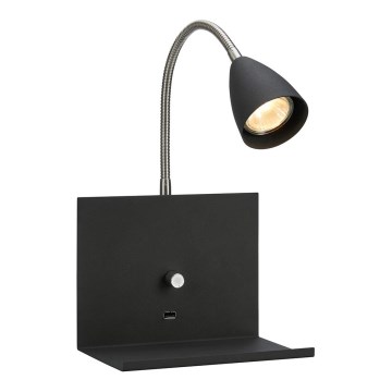 Markslöjd 107141 - Prigušiva zidna lampa sa USB priključkom LOGI 1xGU10/7W/230V