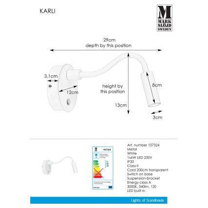 Markslöjd 107324 - LED Zidna lampa KARLI LED/6W/230V