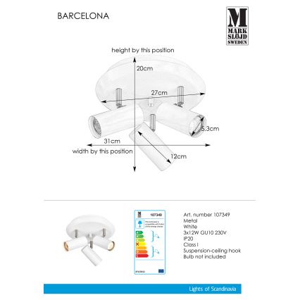 Markslöjd 107349 - Reflektorska lampa BARCELONA 3xGU10/12W/230V