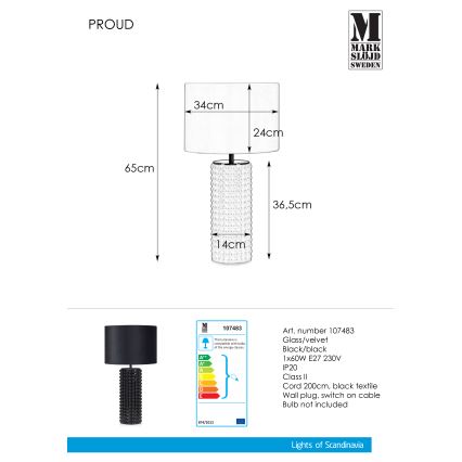Markslöjd 107483 - Stona lampa PROUD 1xE27/60W/230V