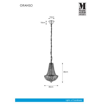 Markslöjd 107550 - Kristalni za kupatilo luster na lancu GRÄNSÖ 2xG9/20W/230V IP44